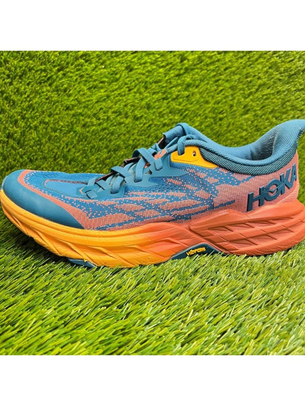 Hoka One One Speedgoat 5 Womens Size 8 Blue Orange Running Walking Shoes Sneaker - Picture 6 of 14